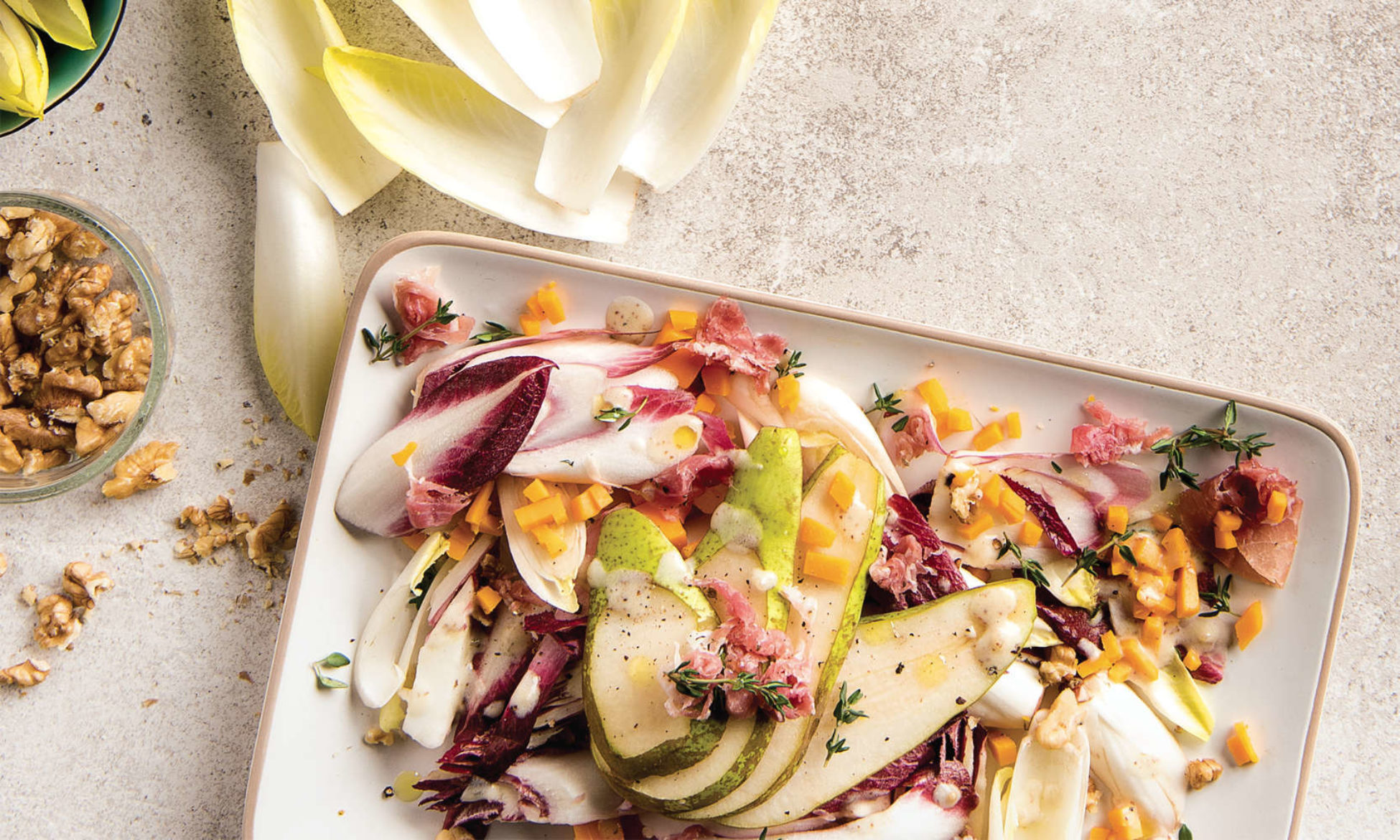 recette Salade de chicons, poire et mimolette
